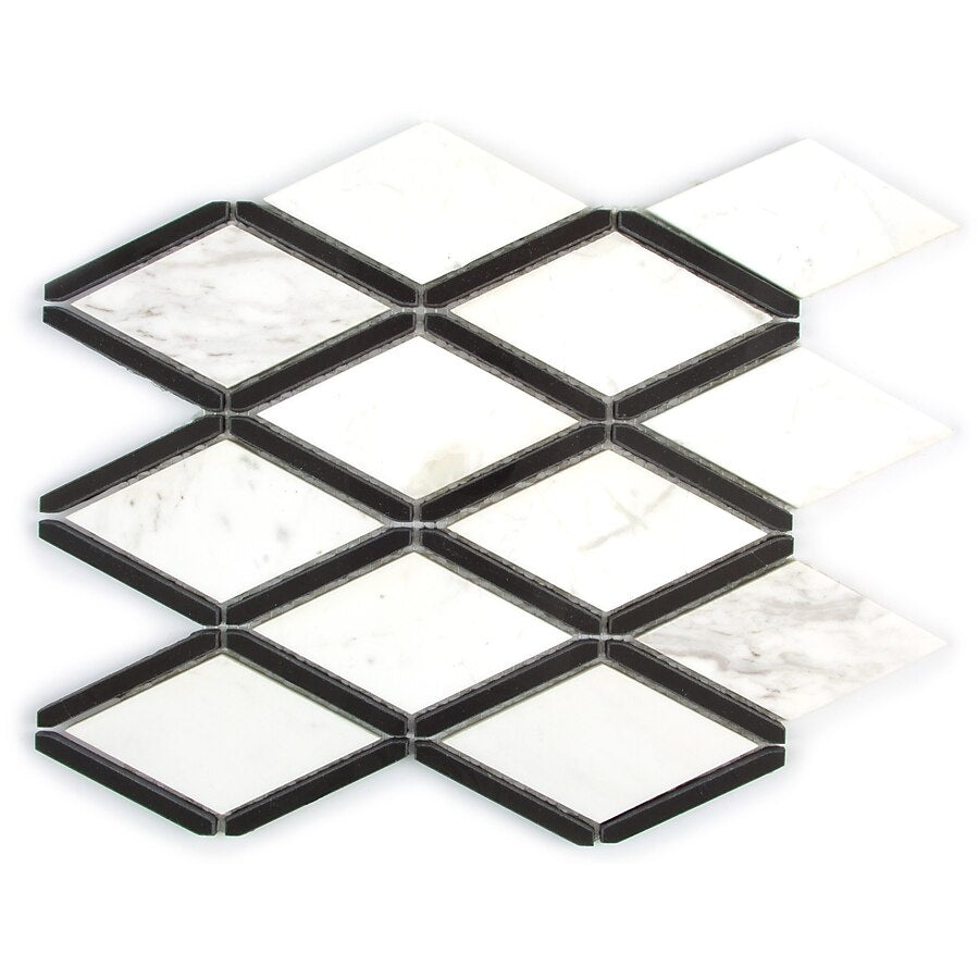 Polished Calacatta Gold Marble Diamond W/ Black Stripes Mosaic Tile