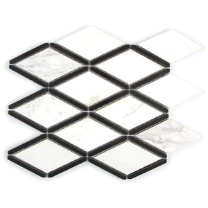 Polished Calacatta Gold Marble Diamond W/ Black Stripes Mosaic Tile