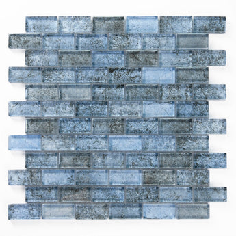 Crystal Aqua Diana Blue 1X2 Glass Mosaic Tile - MosaicBros.com