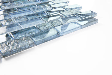 Crystal Aqua Diana Blue 1X2 Glass Mosaic Tile - MosaicBros.com
