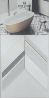 Dolomite Equador 9.06" x 13" x 3/8" Chevron Waterjet Honed Mosaic Tile - MosaicBros.com