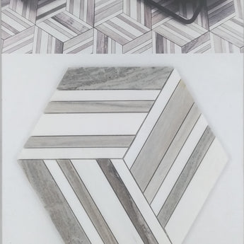 Dolomite Equador 10.24" Hexagon Waterjet Honed Mosaic Tile - MosaicBros.com