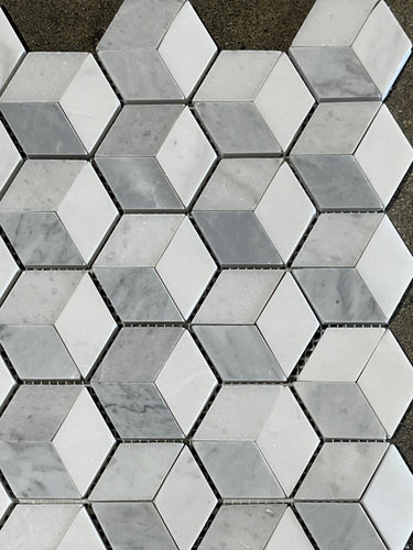 Dolomite Glacial Cristal White and Gray Honed Marble Mosaic Tile - MosaicBros.com