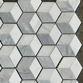 Dolomite Glacial Cristal White and Gray Honed Marble Mosaic Tile - MosaicBros.com