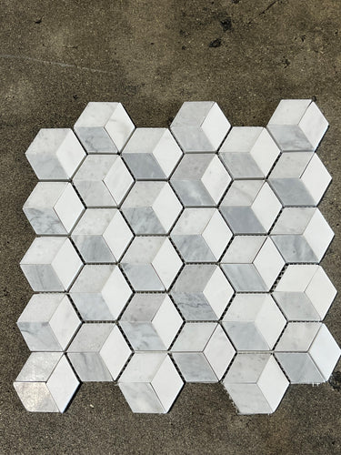 Dolomite Glacial Cristal White and Gray Honed Marble Mosaic Tile - MosaicBros.com
