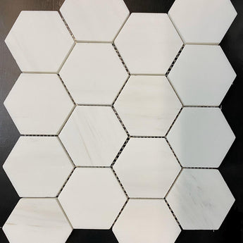 Dolomite Hexagon 3x3 Polished Marble Mosaic Tile - MosaicBros.com