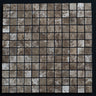 1 x 1 Polished Emperador Dark Marble Mosaic Tile - MosaicBros.com