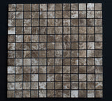 1 x 1 Polished Emperador Dark Marble Mosaic Tile - MosaicBros.com