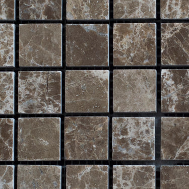 1 x 1 Polished Emperador Dark Marble Mosaic Tile - MosaicBros.com