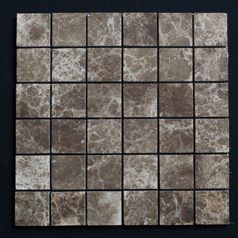 2 x 2 Polished Emperador Dark Marble Mosaic Tile - MosaicBros.com