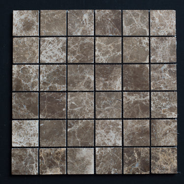 2 x 2 Polished Emperador Dark Marble Mosaic Tile - MosaicBros.com