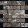 2 x 4 Polished Emperador Dark Marble Brick Mosaic Tile - MosaicBros.com