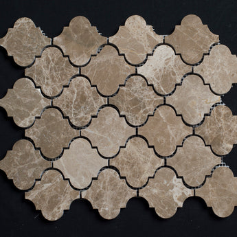 Emperador Polished Lantern Marble Mosaic Tile - MosaicBros.com