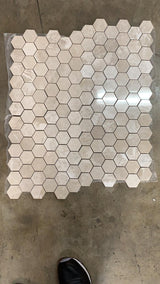Floridian Cream 2x2 Hexagon Polished Marble Mosaic Tile - MosaicBros.com