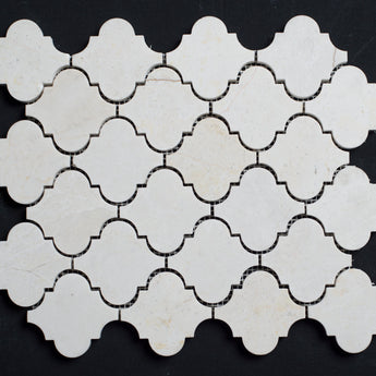 Floridian Cream Lantern Shape Polished Marble Mosaic Tile - MosaicBros.com