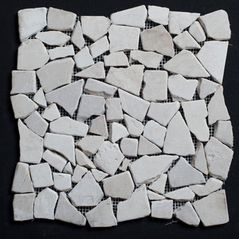 Floridian Cream Pebble Tumbled Marble Mosaic Tile - MosaicBros.com