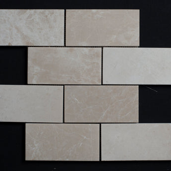 Floridian Cream 3x6 Polished Marble Mosaic Tile - MosaicBros.com