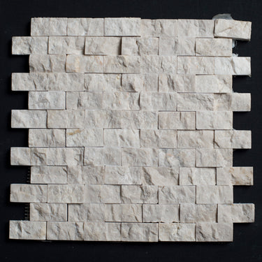 Floridian Cream 1x2 Split Face Marble Mosaic Tile - MosaicBros.com
