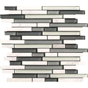Glossy Green-Blue Glass and White Combination Glass Mosaic Tile - MosaicBros.com