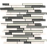 Glossy Green-Blue Glass and White Combination Glass Mosaic Tile - MosaicBros.com