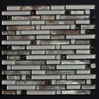 Glossy Dark and Mother of Pearl Blend Combination Glass Mosaic Tile - MosaicBros.com