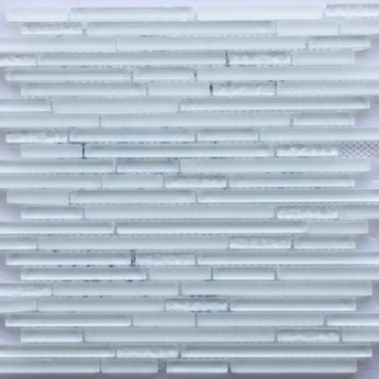 Arctic Glossy and Iced Glass Combination Glass Mosaic Tile - MosaicBros.com