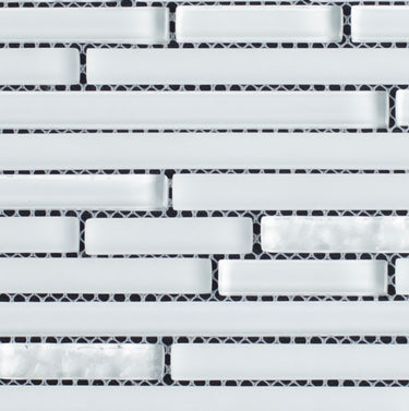 Arctic Glossy and Iced Glass Combination Glass Mosaic Tile - MosaicBros.com