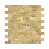 Gold Travertine 1x2 Split Face Marble Mosaic Tile - MosaicBros.com