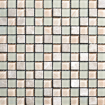 Natures Beauty Iced Glass Emperador Marble Squares Glass Mosaic Tile - MosaicBros.com