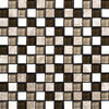 Frosty Brown Glass and Emperador Marble Squares Glass Mosaic Tile - MosaicBros.com
