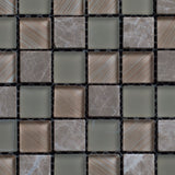 Natures Beauty Iced Glass Emperador Marble Squares Glass Mosaic Tile - MosaicBros.com