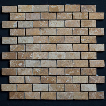 Gold Travertine 1x2 Honed and Filled Marble Mosaic Tile - MosaicBros.com