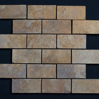 Gold Travertine 2x4 Honed and Filled Marble Mosaic Tile - MosaicBros.com