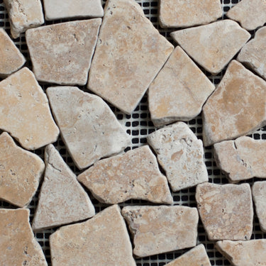 Gold Travertine Pebble Tumbled Marble Mosaic Tile - MosaicBros.com