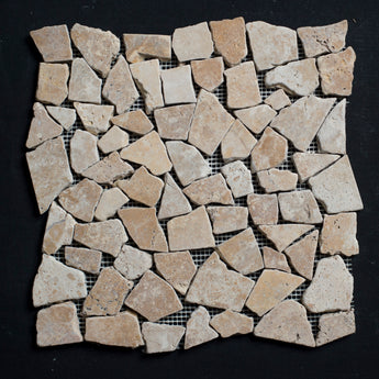 Gold Travertine Pebble Tumbled Marble Mosaic Tile - MosaicBros.com