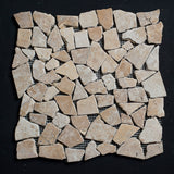 Gold Travertine Pebble Tumbled Marble Mosaic Tile - MosaicBros.com