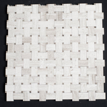 Haisa Micro Basketweave Polished Marble Mosaic Tile - MosaicBros.com