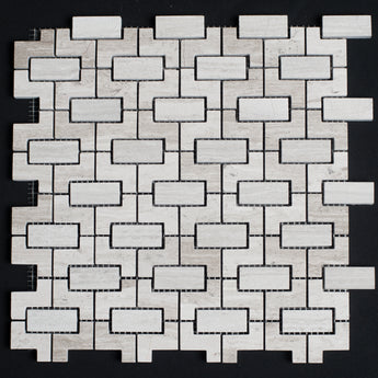 Haisa Vienna Pattern Honed and Blasted Marble Mosaic Tile - MosaicBros.com
