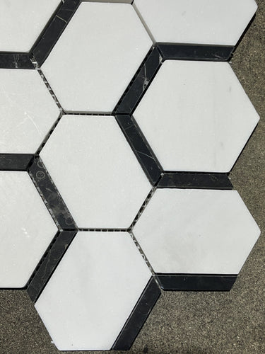 Catacomb Dolomite Negro Marquina Honed Marble Mosaic Tile - MosaicBros.com