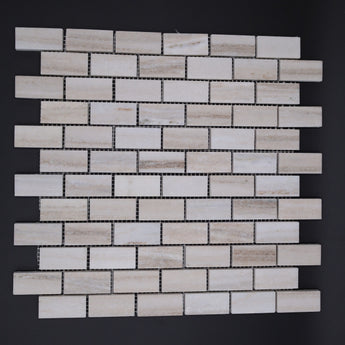 1x2 Stacked Brick Palisandro Marble Polished Mosaic Tile - MosaicBros.com