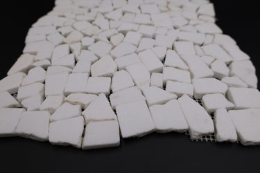 Thassos White Marble Flat Pebble Random Broken Mosaic Tile - MosaicBros.com