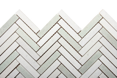Verde White Herringbone Marble Mosaic Tile