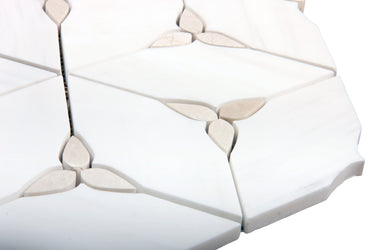 Petal Hex Beige & Dolomite Marble Waterjet Mosaic Tile