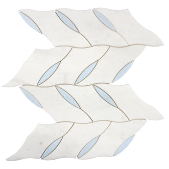 Zoey Leaves White Marble Waterjet Mosaic Tile