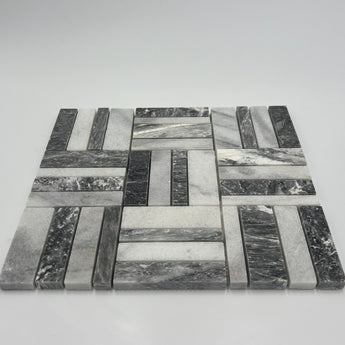 Bardiglio Marble Triple Stripe Polished Mosaic Tile - MosaicBros.com