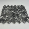 5/8 x 1 1/4 Bardiglio Marble Herringbone Polished Mosaic Tile - MosaicBros.com