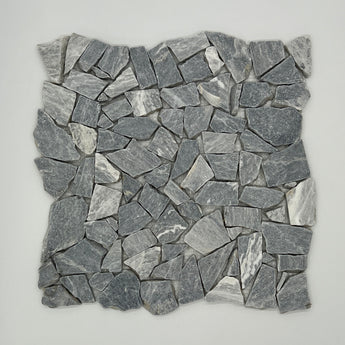 Bardiglio Marble Flat Pebble Random Broken Mosaic Tile - MosaicBros.com
