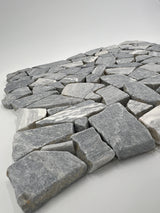 Bardiglio Marble Flat Pebble Random Broken Mosaic Tile - MosaicBros.com