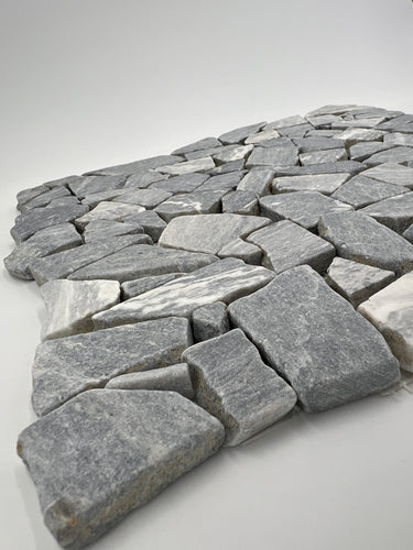 Bardiglio Marble Flat Pebble Random Broken Mosaic Tile - MosaicBros.com