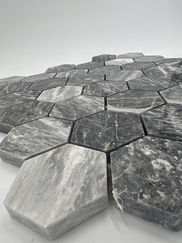 2X2 Bardiglio Marble Hexagon Polished Mosaic Tile - MosaicBros.com